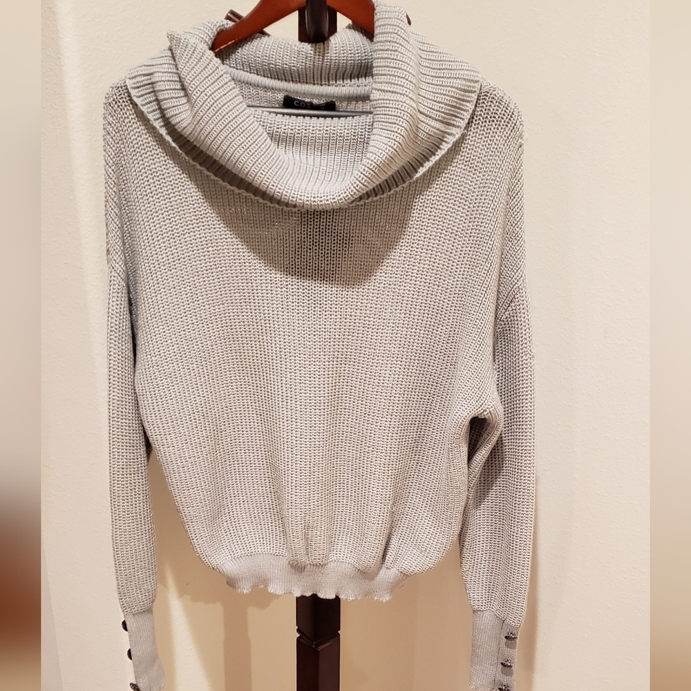 COZY brand cowl neck sweater, light green, size M - NEW